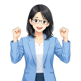 前向きな表情で両手を上げる女性のイメージ